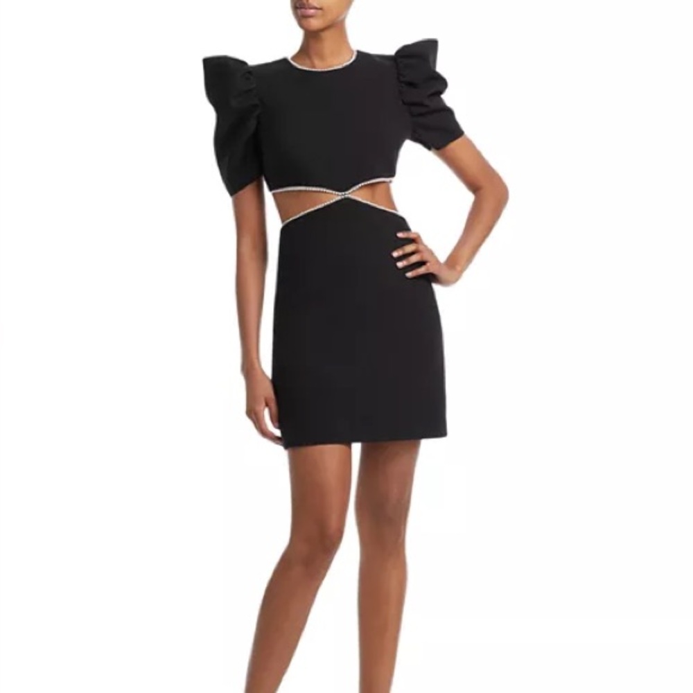 Likely Black Mini Dress with Cutout and Puff Sleeves
